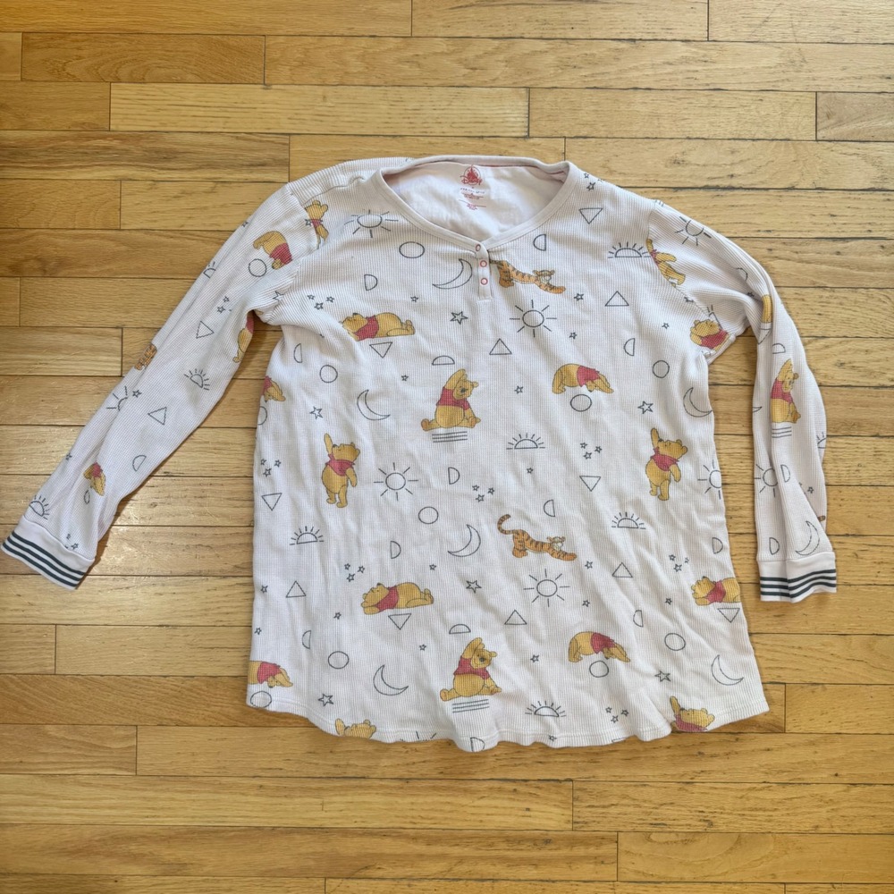 Disney Winnie the Pooh Tigger Waffle Knit Thermal Pajama Top White XL Loungewear